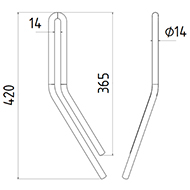 DENT DE SEMOIR GAUCHE 23487405 HORSCH LONG.420 FIL 14