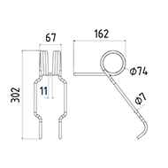 DENT DE SEMOIR 977457 AMAZONE LONG.302 LARG.67 DIAM.SPIRE 74 FIL 7