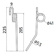 DENT DE RABATTEUR LEXION 626987 CLAAS ADAPTABLE LONG.225 DIAM SPIRE.41 FIL.5,5