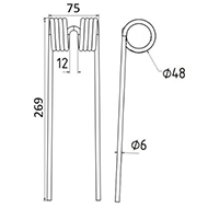 DENT BN 300/ 44 300245 SOMECA PICK UP ADAPTABLE GW063 LONG.269 LARG.75 DIAM SPIRE.48 FIL.6