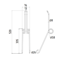 DENT DE SEMOIR 975946 AMAZONE ADAPTABLE LONG.335 LARG.76 DIAM.SPIRE 58 FIL 8