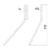 DENT DE SEMOIR DROITE 31054302 HORSCH ADAPTABLE LONG.570 FIL 14