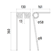 DENT DE SEMOIR 204238 AMAZONE ADAPTABLE LONG.360 LARG.130 DIAM.SPIRE 58 FIL 8