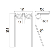 DENT DE SEMOIR 204246 AMAZONE ADAPTABLE LONG.338 LARG.171 DIAM.SPIRE 58 FIL 8