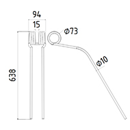 DENT FANEUR ANDAINEUR 131227388 KRONE ADAPTABLE LONG.638 LARG.94 DIAM SPIRE.73 FIL.10