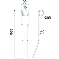 DENT FANEUR ANDAINEUR 16644863.86 KUBOTA ADAPTABLE LONG.599 LARG.93 DIAM SPIRE.68 FIL.9