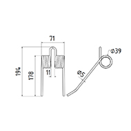 DENT DE PRESSE 700056075 KVERNELAND PICK UP ADAPTABLE LONG.194 LARG.71 DIAM SPIRE.39 FIL.5