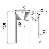 DENT DE PRESSE 9383710 KRONE PICK UP ADAPTABLE LONG.149 LARG.73 DIAM SPIRE.40 FIL.5