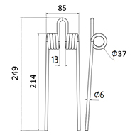 DENT FANEUR AF101FT4120 JOHN DEERE ANDAINEUR ADAPTABLE LONG.249 LARG.85 DIAM SPIRE.37 FIL.6