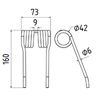 DENT DE PRESSE 9384380 KRONE PICK UP ADAPTABLE LONG.160 LARG.73 DIAM SPIRE.42 FIL.6