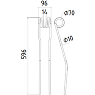 DENT FANEUR 16644864.86 KUBOTA ANDAINEUR ADAPTABLE LONG.596 LARG.96 DIAM SPIRE.70 FIL.10