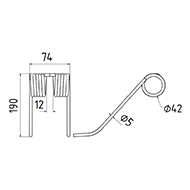 DENT DE PRESSE 87394243 NEW HOLLAND PICK UP ADAPTABLE LONG.190 LARG.74 DIAM SPIRE.42 FIL.5