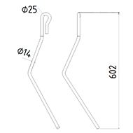 DENT DE SEMOIR DROITE 959335 AMAZONE ADAPTABLE LONG.602 FIL 14