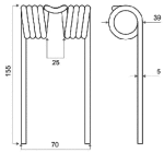 DENT DE PRESSE E67036 JOHN DEERE PICK UP ADAPTABLE LONG.157 LARG.70 DIAM SPIRE.39 FIL.5