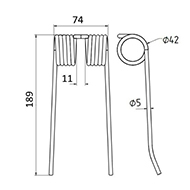 DENT DE PRESSE 788853 NEW HOLLAND PICK UP ADAPTABLE LONG.189 LARG.74 DIAM SPIRE.42 FIL.5