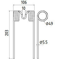 DENT DE PRESSE PICK UP ADAPTABLE LONG.203 LARG.106 DIAM SPIRE.49 FIL.5,5