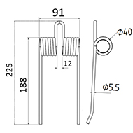 DENT DE PRESSE 707893746 HESSTON PICK UP ADAPTABLE LONG.225 LARG.91 DIAM SPIRE.40 FIL.5,5