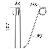 DENT DE FENAISON LONG.207 LARG.26 DIAM SPIRE.35 FIL.3