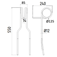 DENT NIVELEUSE 445067 VADERSTAD ADAPTABLE TRAVAIL DU SOL LONG.550 LARG.85 DIAM SPIRE.125 FIL.12