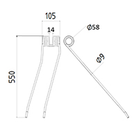 DENT FANEUR ANDAINEUR 491989 FELLA ADAPTABLE LONG.550 LARG.105 DIAM SPIRE.58 FIL.9