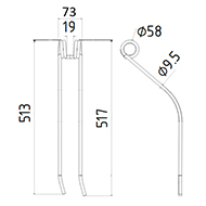 DENT FANEUR ANDAINEUR 600050 NIEMEYER ADAPTABLE LONG.517 LARG.73 DIAM SPIRE.58 FIL.9,5
