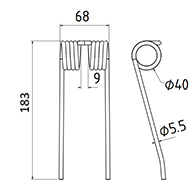 DENT DE PRESSE 436151 POTTINGER PICK UP ADAPTABLE LONG.183 LARG.68 DIAM SPIRE.40 FIL.5,5