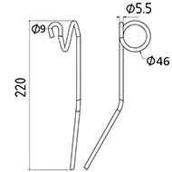 DENT DE RABATTEUR MEDION 650500 690309 CLAAS ADAPTABLE LONG.220 DIAM SPIRE.46 FIL.5,5