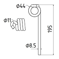 DENT DE PRESSE CC50765 JOHN DEERE PICK UP ADAPTABLE LONG.195 DIAM SPIRE.44 FIL.8,5