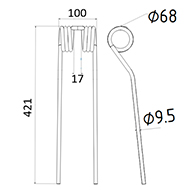 DENT FANEUR ANDAINEUR 200228 SITREX ADAPTABLE LONG.421 LARG.100 DIAM SPIRE.68 FIL.9,5