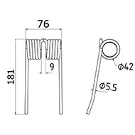 DENT DE PRESSE SR 03020AI0/028 SUPERTINO PICK UP ADAPTABLE LONG.181 LARG.76 DIAM SPIRE.42 FIL.5,5