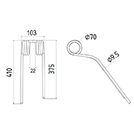 DENT DROITE FANEUR 0673741 STOLL ANDAINEUR ADAPTABLE LONG.410 LARG.103 DIAM SPIRE.70 FIL.9,5