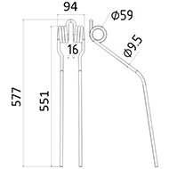 DENT FANEUR ANDAINEUR 162058 FELLA ADAPTABLE LONG.577 LARG.94 DIAM SPIRE.59 FIL.9,5