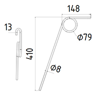DENT DE SEMOIR 7013102 KRM SULKY LONG.410 LARG.148 DIAM SPIRE.79 FIL.8