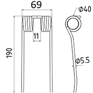 DENT FANEUR ANDAINEUR CTN00008 MCHALLE ADAPTABLE LONG.190 LARG.69 DIAM SPIRE.40 FIL.5,5