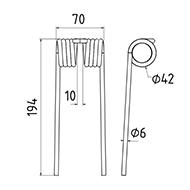 DENT DE PRESSE 0940523200 WELGER PICK UP ADAPTABLE LONG.194 LARG.70 DIAM SPIRE.42 FIL.6