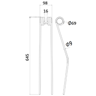 DENT FANEUR RS3100 4300 EUROMARK ANDAINEUR ADAPTABLE LONG.190 LARG.69 DIAM SPIRE.40 FIL.5,5