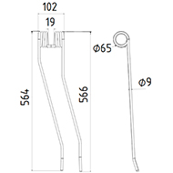DENT DROITE FANEUSE ANDAINEUR EUROMARK ADAPTABLE LONG.566 LARG.102 DIAM SPIRE.65 FIL.9