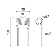 DENT DE PRESSE 9384360 KRONE PICK UP ADAPTABLE LONG.160 LARG.79 DIAM SPIRE.42 FIL.6,5