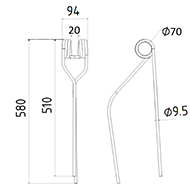 DENT FANEUR ANDAINEUR 600064B NIEMEYER ADAPTABLE LONG.580 LARG.94 DIAM SPIRE.70 FIL.9,5