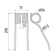 DENT DE PRESSE 700728401 NEW HOLLAND PICK UP ADAPTABLE LONG.210 LARG.71 DIAM SPIRE.54 FIL.5,5