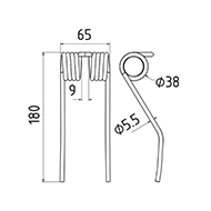 DENT DE PRESSE 6622 ROC PICK UP ADAPTABLE LONG.180 LARG.65 DIAM SPIRE.38 FIL.5,5