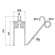 DENT SK 1641 DECHENTREITER LELY DENT PICK UP AUTO CHARGEUSE LONG.195 LARG.59 DIAM SPIRE.38 FIL.5