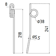 DENT DE RABATTEUR Z102299 JOHN DEERE LONG.241 DIAM SPIRE.38 FIL.5,5