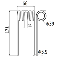 DENT DE PRESSE Z440510GK JOHN DEERE FH324064 UNDEFINED PICK UP ADAPTABLE LONG.171 LARG.66 DIAM SPIRE.39 FIL.5,5