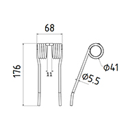 DENT DE PRESSE 270050120 KRONE ADAPTABLE PICK UP LONG.176 LARG.68 DIAM SPIRE.41 FIL.5,5