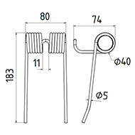 DENT DE PRESSE F42 20566P DION PICK UP ADAPTABLE LONG.183 LARG.80 DIAM SPIRE.40 FIL.5