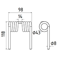 DENT NIVELEUSE MOGETTE LONG.118 LARG.98 DIAM SPIRE.43 FIL.8