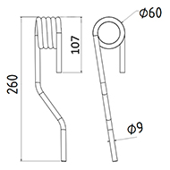 DENT A BETTERAVES ROPA LONG.260 DIAM.SPIRE 60 FIL.9