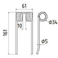 DENT DE PRESSE 87010630 STRAUTMANN PICK UP ADAPTABLE LONG.161 LARG.61 DIAM SPIRE.34 FIL.5