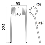 DENT DE PRESSE 8000818 IDASS PICK UP ADAPTABLE LONG.224 LARG.93 DIAM SPIRE.52 FIL.6,5